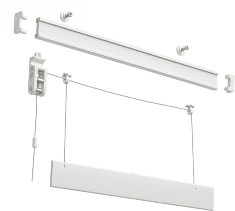 Faltvorhangschiene für Fenster mit 2 Fallstäben aus Aluminium mit Schnellverschluss, zur Decken-, Wand- oder Rahmenmontage, Schiene für moderne Faltvorhänge (40 CM RECHTE STEUERUNG)