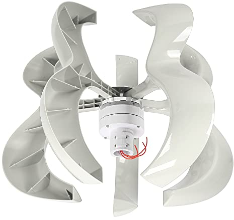 Eujgoov Windturbine Generator Kit 600W 5 Blätter Vertikalachsen Generator Weiß Wind-Solar Hybrid Stromerzeugungssystem (12V)