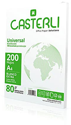 CASTERLI - A4-Blätter, 200 Weiße Blätter, 80 g/m², Extra Weiß, Mehrzweckpapier (200 Blatt)