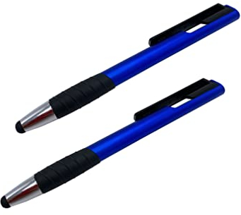 Penna Touch Screen, Penne a Sfera Capacitivo 3 in 1, Penna Stilo e Supporto Pieghevole per Cellulare Telefono, Penna Punta Fine 1.0 mm, Colore nero, 2 pezzi