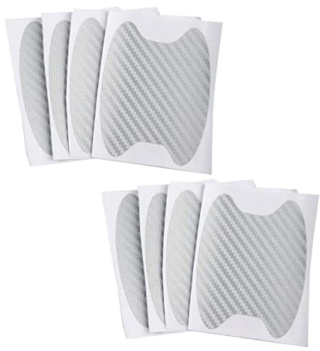 Hsthe Sea 8 láminas protectoras de pintura universal para manija de puerta de coche, de fibra de carbono plateado, 6,8 x 8,5 cm