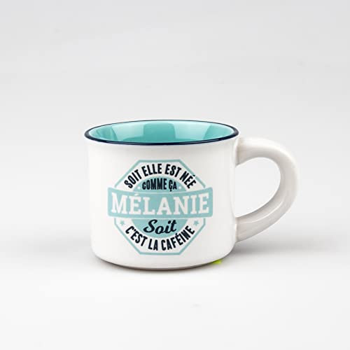 Kontiki- Tasse expresso et sa sous-tasse en faïence personnalisée: Mélanie