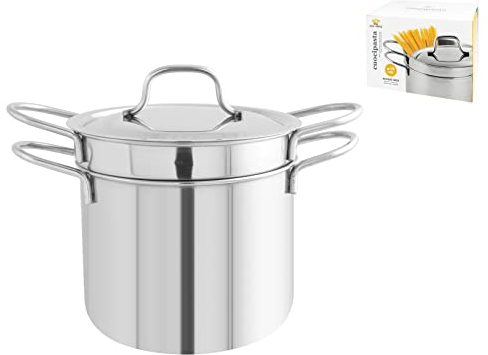 Royal Norfolk 9411018 Cuiseur à pâtes, acier/inoxydable, avec panier et couvercle, cm 19, acier inoxydable