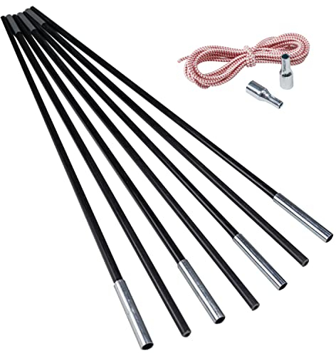 Fiberglas Zeltstange Ø 12,7 mm - 850 cm aus 9 Segmenten - mit Gummizug und Einfädelhilfe Zeltgestänge Zeltstangen - Ersatzstangen für Zelte | Kürzbar - Biegeradius 120 cm