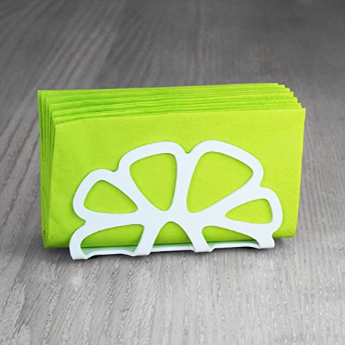 Serviettenhalter Flower - Made In Germany | Serviettenständer Stilvoll & Hochwertig aus Metall | Servietten Halterung - Serviettenhalter Stehend - Serviettenspender Weiß Matt