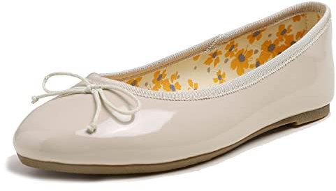 BREEZE NOUTHERLY Women's Colorful Printing Ballet Flats Memory Foam Cushioned Floral Soft Slip On Milktea Patent Size 6 UK
