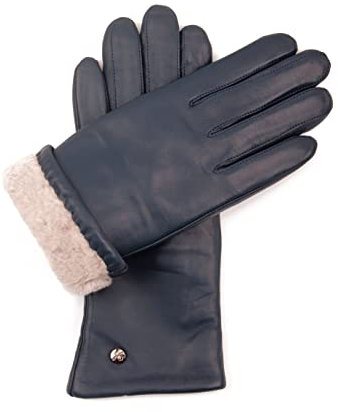 Hand Gewand by Weikert Touchscreen Lammfellhandschuhe Damen mit Lammfell gefüttert, Lederhandschuhe Damen, wasserabweisend, klassisch, business, Mobiltelefon Handschuhe