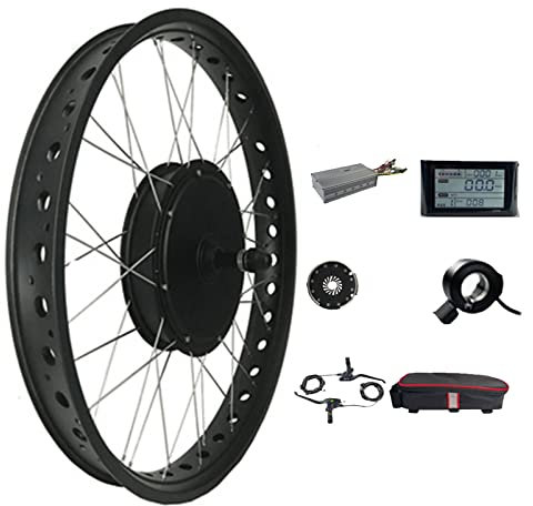 Kit de bicicleta eléctrica 20 26 Rueda trasera 48V 1500W Ebike Kit de conversión, motor de ciclismo con controlador inteligente y sistema PAS para bicicleta de carretera de nieve,48V1500W-26inch