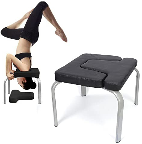 WOQLIBE Yoga Kopfstandhocker Yoga Trainingskopfständer Bank Yoga Inversionsstuhl Fitnessstudio Kopfständer Hocker Werkbank Hilfsstuhl,Ermüdung Entlasten und Körper Bauen (Schwarz)