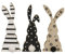RiloStore 3 STK Osterhasen 19cm Holz Hasen ps175-2023 schwarz Weiss Holzhasen Deko Ostern Aufsteller Osterdeko Punkte Streifen gepunktet Hase wkg390…