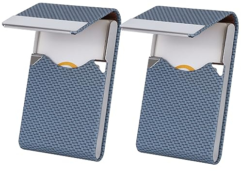 ALXBSONE 2 Stück Visitenkartenetui, Professionelles Kartenetui, Kartenetui Damen aus Metall, Business Card Holder mit Magnetverschluss, Leder Visitenkarten Aufbewahrung für Herren Damen