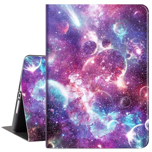 Vimorco - Funda para iPad de 10.2 pulgadas, funda para iPad de 9ª 8ª 7ª generación, TPU suave con funda protectora de cuero para Apple Tablet de 10.2 pulgadas, planeta azul y morado