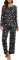 PrinStory Schlafanzug Damen Lange Ärmel Nachtwäsche Zweiteiliger Mit Rundhals Pyjama Set Sleepwear Für Sommer Frühling Herbst Winter Blumendruck (FP Weißer Stern, XXL)