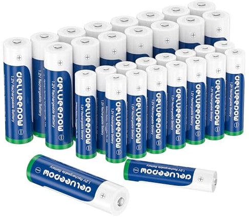 Delyeepow 32 x AA AAA Rechargeable Batteries Set,(NiMh AA 3300mAh 16 Pack+NiMh AAA 1100mAh 16 Pack) 1.2V Rechargeable Ni-MH Battery High Capacity&1200 Tech