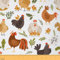 Rustikale Hühner Stoff durch den Hof, Hand zeichnen Hahn Henne DIY Stoff, grüne ThanksgivingStoff, Herbst Stoff, 92x150