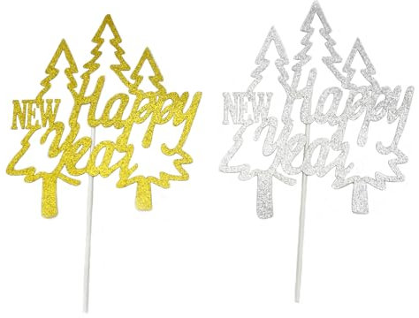 Happy New Year Cake Topper, 2024 Happy New Year Cake Picks Hello 2024 Theme New Year Party Decorations - Silvester Hoilday Party Decors