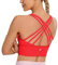 CRZ YOGA Damen Longline Sport-BH Ohne Bügel Gepolstert Bra Top Wirefree Padded Yoga Crop Tops Tiefrot XS