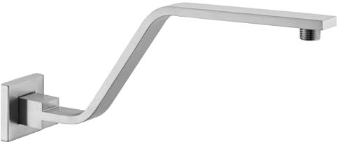 16 Inch Brushed Nickel Shower Head Arm, Wall Mounted Shower Arm and Flange Included, Square