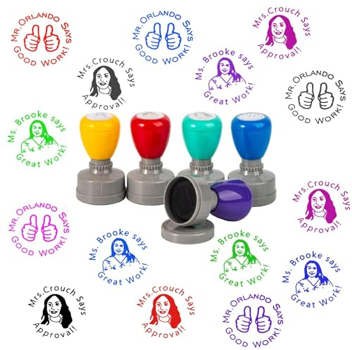 personalisiert lehrer stempel, mit selbstfärbendem Stempel, personalisierter Stempel für Lehrer Klassenzimmer, Geschenk für Lehrer, um Wettbewerbe, Hausaufgaben und Vorführungen zu
