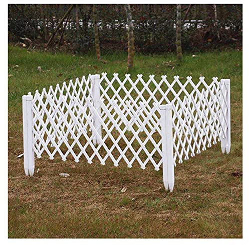 4er-Pack Lattenzaun für den Garten, ausziehbare weiße Holzgitter-Einfassungen, Sichtschutz für Rasen, Blumenbeete, Pflanzenbegrenzungen, Paneele für Landschaftswege (Größe: L 180 cm x H 95 c