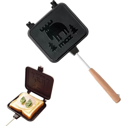 Paodduk Camping Toastie Maker, Campfire Sandwich Maker, Stovetop Baking Pan, Camping Toasted Sandwich Maker, Double-Sided Non-Stick Frying Pan for Sandwich and Bread