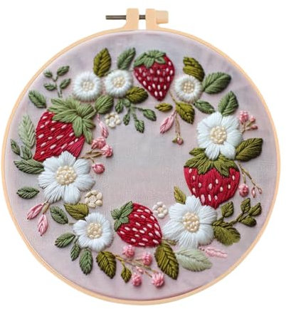 Huacan Stickerei Kreuzstich Set für Erwachsene Anfänger Blumengirlande Handmade Embroidery Kit mit Blumen Muster