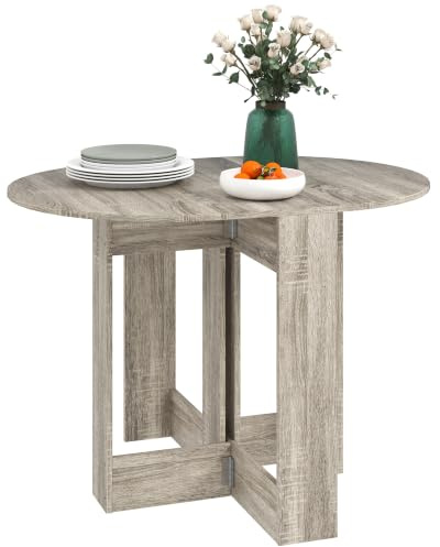 HOMCOM Klapp-Esstisch platzsparend, Klappplatten-Tisch, klein, Grau