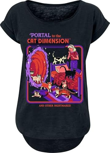 Steven Rhodes Portal to the cat Dimension Frauen T-Shirt schwarz
