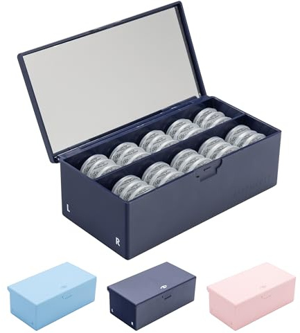 EYEPOCKET Daily Contact Lens Case - Travel Contact Case, Daily Lens Organizer, Flip Top Eye Contacts Carrier for Disposable Lenses & Dailies, Navy
