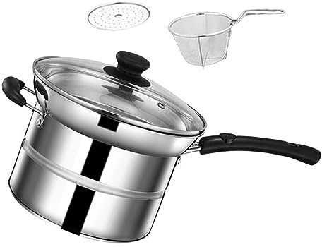 SECFOU 1juego Cacerola Multifuncional De Acero Inoxidable Apta para Cocinar Pasta Freír y Escurrir para Cocina Casa Restaurante o Hotel