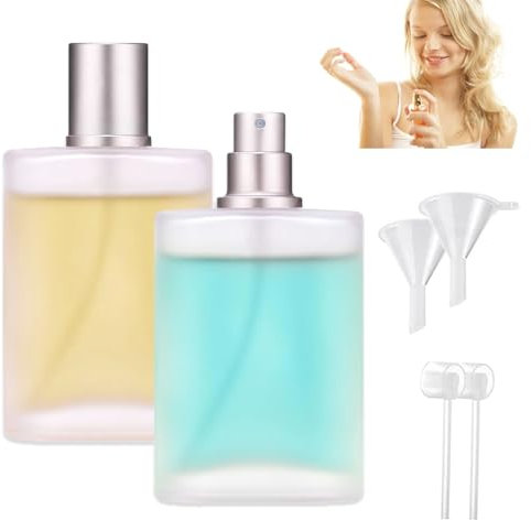 ARCPNRT Flacon Parfum Vide, 2 Pièces Flacon Vaporisateur Verre, 30 ml Vaporisateurs en Verre de Rechargeables, Portable Voyage Atomiseur Pulvérisation Flacon avec Entonnoir