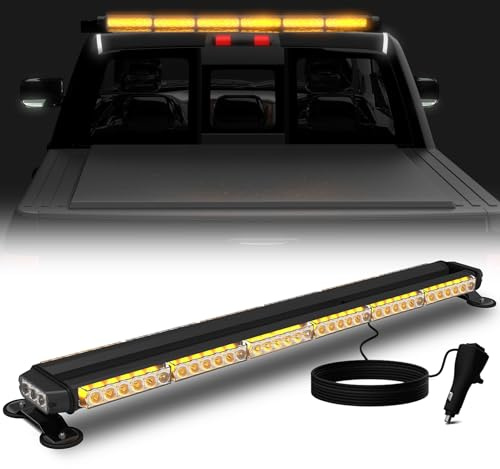 DOXMALL 78 LED Rundumleuchte Blinklicht 96cm Warnbalken Blinklicht mit Magnetbasis für Baustellenfahrzeuge Lkw Pickup (Gelb)