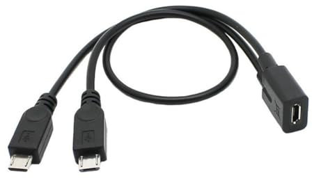 Câble répartiteur flexible USB femelle vers 2 micro USB mâles, câble de transmission de stabilité 30 cm de long