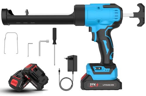 Akku-Kartuschenpresse Kompatibel mit Makita 18V Akkus,Kartuschenpistole Elektrisch mit 6 einstellbaren Geschwindigkeiten, LED-Licht, Silikonpistole für Abdichten, Spachteln (1 Batterie-Blau)