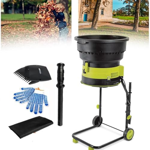 Drmoxin Kabelgebundener Elektrischer Laubhäcksler, 8000 U/Min, Trichterdurchmesser 54 cm, Für Die Gartenreinigung,Powercord×20m