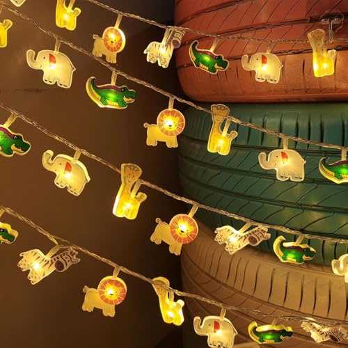 ALEGRE® Tiere Lichterkette Innen, 1,5M 10 LED Lichterkette Kinderzimmer Junge Mädchen, Kinder Lichterketten Batteriebetrieben, Tiere Lichterketten für Kinderwagen, Schlafzimmer, Hochzeit, Zimmer Deko