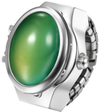 Avaner Ringuhr Elastisches Edelstahlband Katzenaugen: Minimalistische Fingeruhr mit Arabischen Ziffern Analog Quarz Uhrenring Geschenk für Männer Frauen