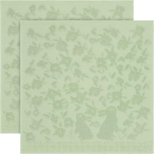 Erwin Müller Frottier-Geschirrtuch Hasen im 2er-Pack Baumwolle grün Größe 50x50 cm