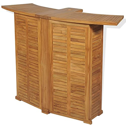Tomostar Stehtisch, Stehtisch, Mittelinsel Bar, Gartentisch für den Außenbereich, 155 x 53 x 105 cm, robustes Teakholz