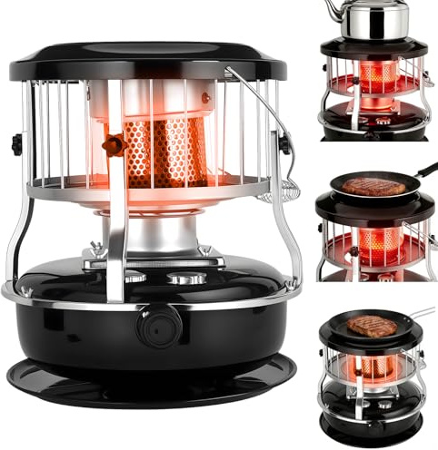 Smbcgdm Indoor & Outdoor Kerosene Heater, Radiant Heating, Portable Non-Electric 9000 BTU Kerosene Stove for Camping, Hunting, Cooking Black