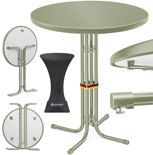 KESSER® Stehtisch klappbar 2er Set Ø60cm rund, Gastro Bistrotisch Hochtisch Cocktail Stehtisch + Husse, Klapptisch Partytisch für Garten/Balkon/Events/Gastronomie, wetterfest, In- & Outdoor, Olivegrün