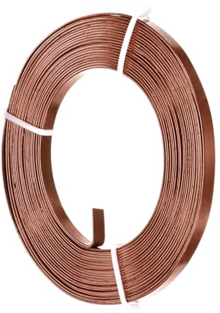 M METERXITY 1-Pack Flat Aluminum Wire, 5mm Wide x 16.4ft/5m Bendable Anodized Craft Wire for Jewelry Making/DIY Bezel Sculpting Crafting/Art Supplies [Copper Brown]