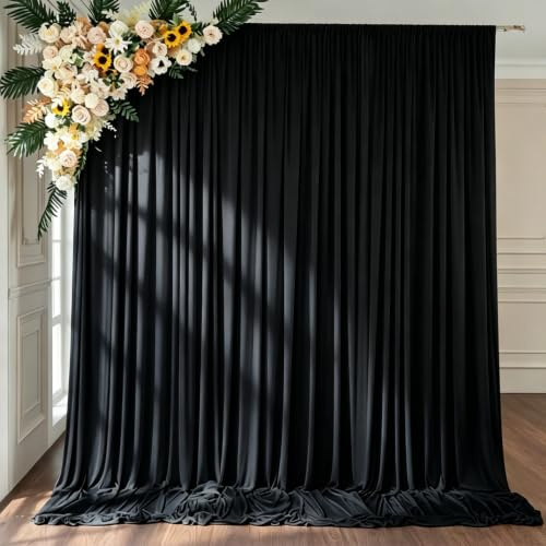 1.5x3 m Rideau pour coulisses, 2 PCS Rideaux de fond pour mariage, fête, Polyester Blanc Photo Booth Arrière-plan pour la photographie, Décoration pour anniversaire, fête, Coulisses Arrière-plans
