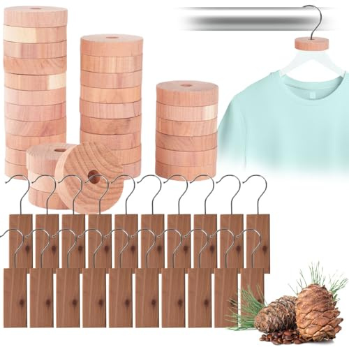 Casativo Zedernholz-Set aus 20 Zedernholz-Blöcken und 30 Zedernholz-Ringen: Natürlicher Mottenschutz für Kleiderschrank, Küche & Vorratsschrank
