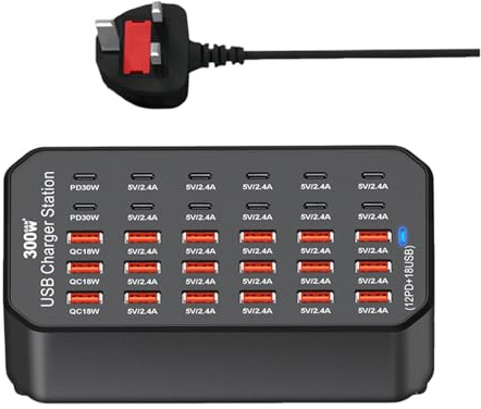 ZwaitL Efficient 30 Port Hub for Smartphones Tablets Home Use Usb Charging Station for Multiple Devices