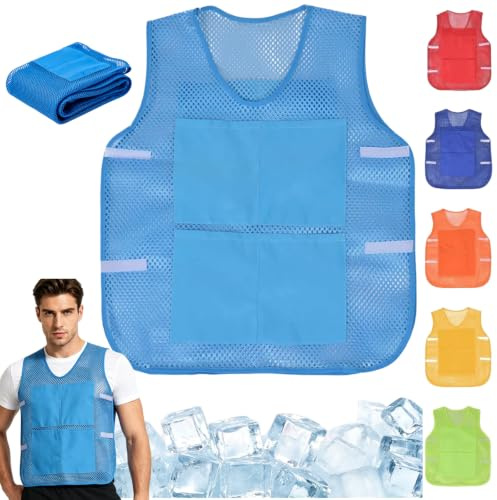 PAIDAXING Ice Vest for Men Women Quick Cooling Vest with 8 Ice Packs Adults Unisex Portable Personal Cooler Devices Cold Clothes Lightweight Summer Mesh Jackets for Dad Outdoor Sports Travel Work