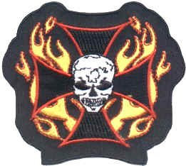 Aufnäher zum Aufbügeln, bestickt, Motiv Totenkopf, Kreuz mit Malta-Kreuz (Eisernes Kreuz)