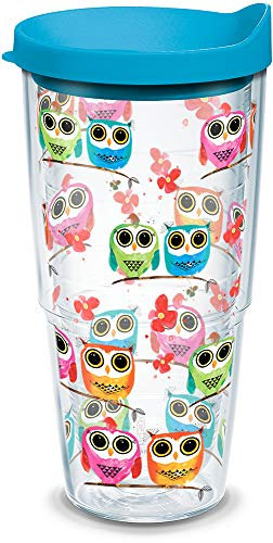 Tervis Trinkglas, Eulen, 680 ml, mit Reisedeckel, transparent
