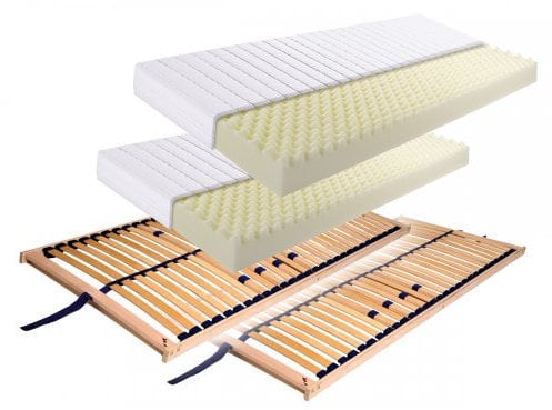 moebel-eins Set Doppelpack 2X Lattenrost + 2X Matratze, 90 x 200
