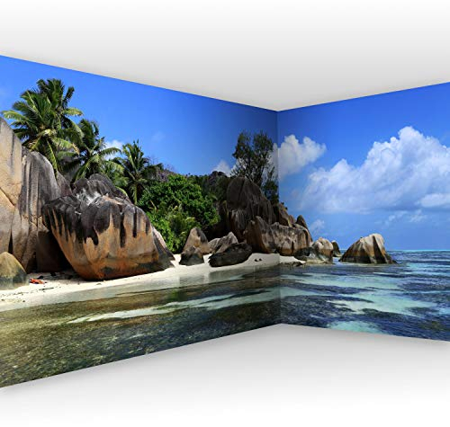 murando Eckfototapete tropische Insel 550x250 cm Vlies Tapeten Wandtapete XXL Moderne Fototapete Wanddeko Design Wand Dekoration Wohnzimmer Schlafzimmer Büro Flur Landschaft Natur Meer Strand